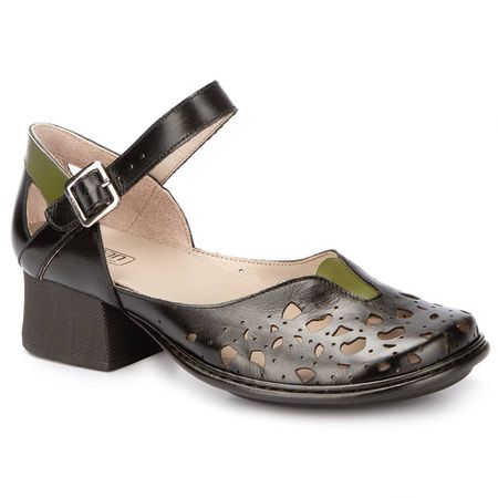 Sapato Boneca J.gean Salto Grosso Em Couro Cor Pre... - J.Gean
