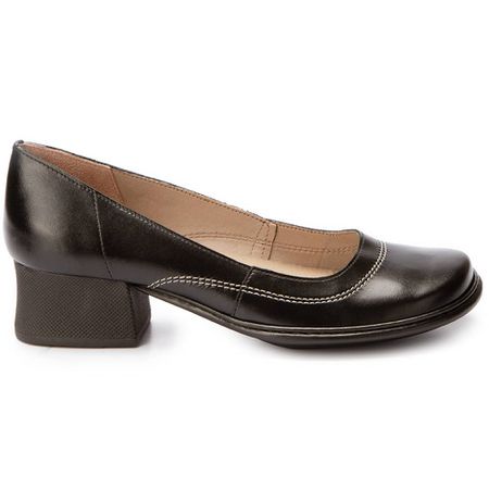 Sapato Boneca Salto Grosso Em Couro Preto Dual Com... - J.Gean