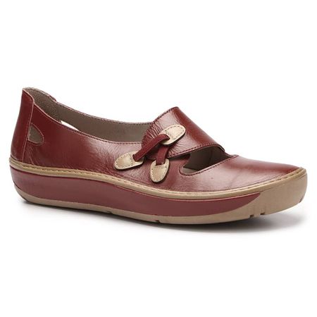 Tênis Wave Feminino em Couro Vinho com Sola Creme ... - J.Gean