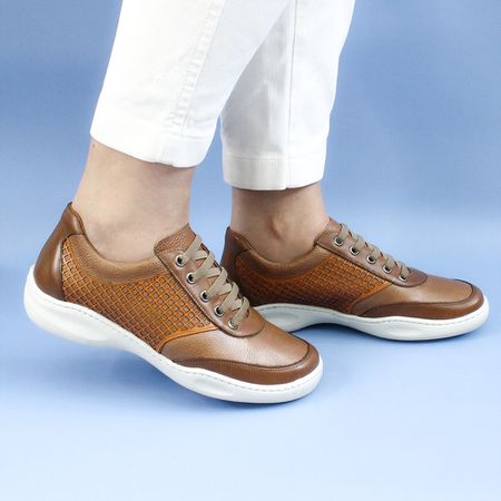 Tênis Feminino de Couro Joy na cor castanho J.gean... - J.Gean