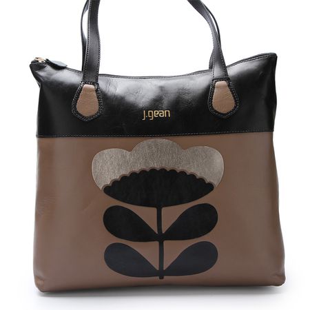 Bolsa Feminina Grande de Couro Legítimo cor Preto ... - J.Gean