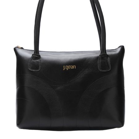 Bolsa Feminina de Couro detalhe Artesanal cor Pret... - J.Gean