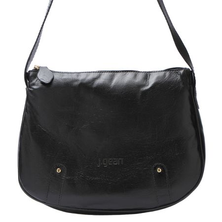 Bolsa Artesanal Em Couro Preto J.Gean - MB0037/05 - J.Gean