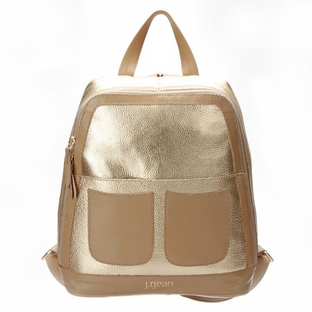 Mochila Feminina de Couro Legítimo cor Deserto J.G... - J.Gean