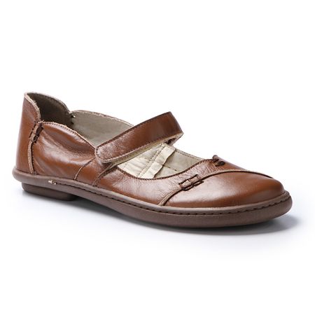 Sapatilha Boneca J.gean Em Couro Cor Mustang. - EM... - J.Gean