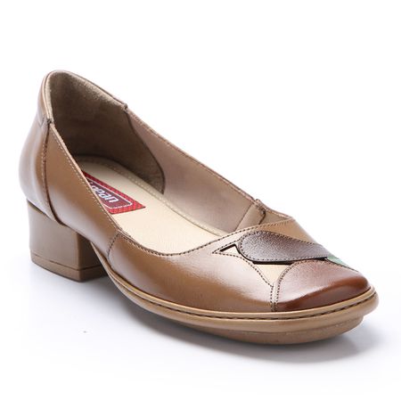 Sapato Boneca Salto Baixo Em Couro suede Dual Comf... - J.Gean