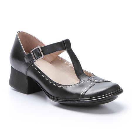 Sapato Boneca J.gean Salto Grosso Em Couro Cor Pre... - J.Gean
