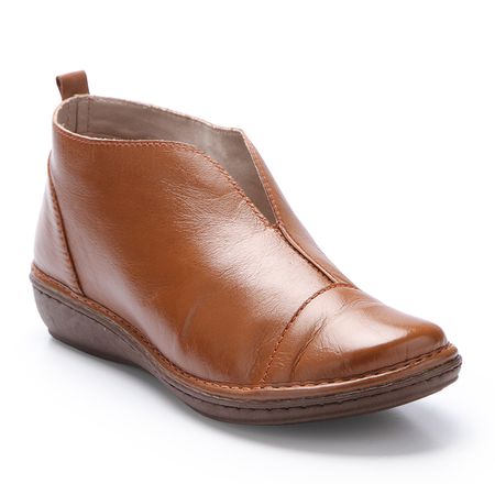 Bota anabela baixa em Couro Conhaque J.gean. - EN0... - J.Gean