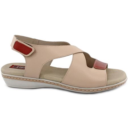 Sandália Linha Soft Gel em Couro cor Vanilla Couro... - J.Gean