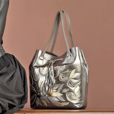 Bolsa Feminina Artesanal de Couro cor titanium J.G... - J.Gean