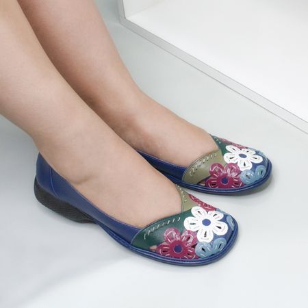 Sapatilha Boneca feminina Em Couro navy exclusivo ... - J.Gean