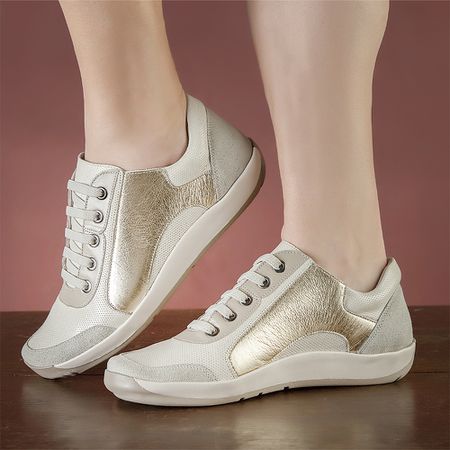 Tênis New Wave Feminino em Couro cor Gelo J.Gean G... - J.Gean