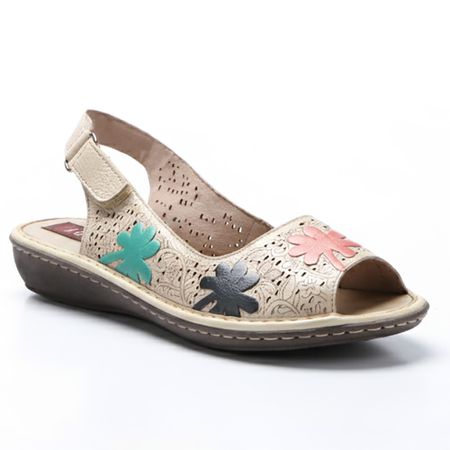 Sandália Anabela em Couro cor Areia J.Gean - EL000... - J.Gean