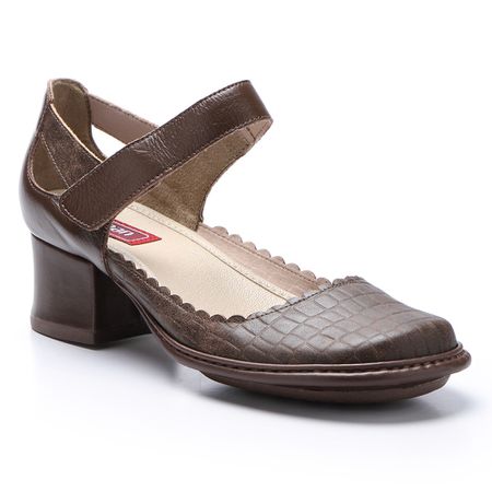 Sapato New Kelly em Couro cor Café J.Gean - FE000... - J.Gean