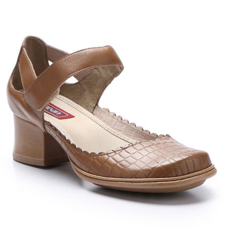 Sapato Boneca Salto Grosso em Couro cor Suede J.Ge... - J.Gean