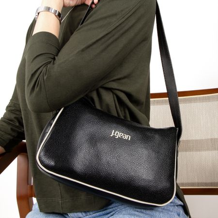 Bolsa Artesanal Em Couro Preto J.Gean - MB0033/02 - J.Gean