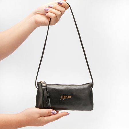 Bolsa de Mão Em Couro Preto J.Gean - NC0002-NC000... - J.Gean