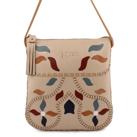 Bolsa artesanal feminina Em Couro cor Vanilla J.Ge... - J.Gean