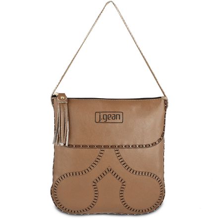 Bolsa artesanal feminina Em Couro cor suede J.Gean... - J.Gean