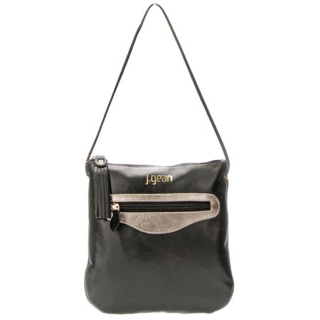 Bolsa artesanal Em Couro Preto J.Gean - NC0041/36 - J.Gean