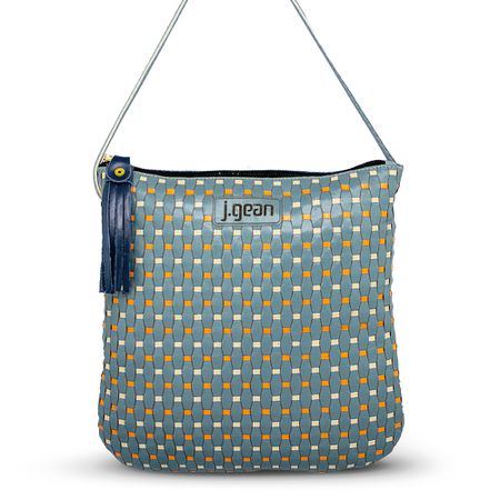 Bolsa artesanal feminina Em Couro cor Jeans J.Gean... - J.Gean