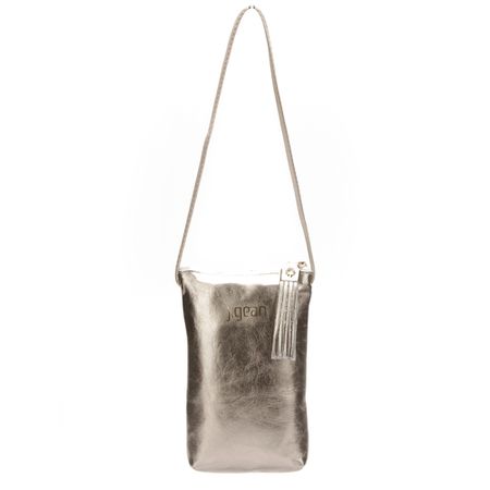 Bolsa artesanal Tiracolo em Couro Prata J.Gean - ... - J.Gean