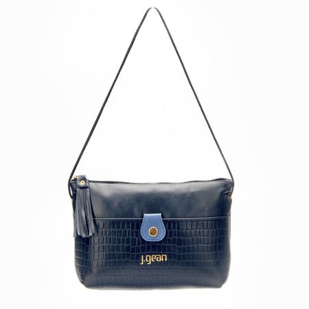 Bolsa de Mão Em Couro Azul Navy J.Gean - NC0053/40 - J.Gean