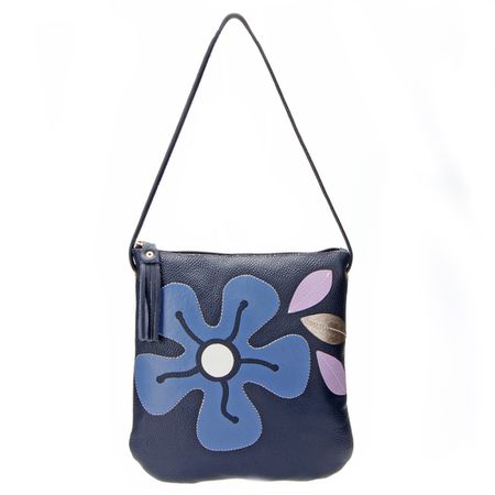 Bolsa artesanal Tiracolo em Couro Azul J.Gean - NC... - J.Gean