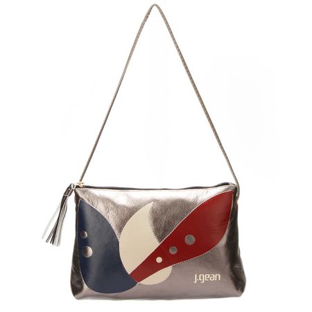 Bolsa artesanal Tiracolo em Couro Prata J.Gean - ... - J.Gean