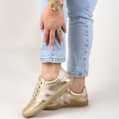 Tênis Feminino Barcelona em Couro cor Ouro J.Gean ... - J.Gean