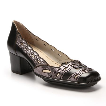 Sapato Galeany Médio Em Couro Preto J.Gean. - AR01... - J.Gean
