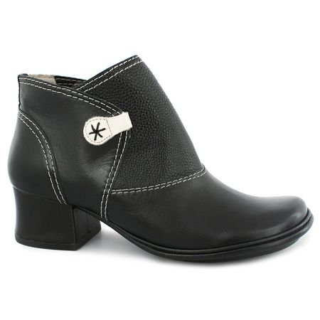 Bota Feminina Em Couro Preta salto grosso J.gean c... - J.Gean