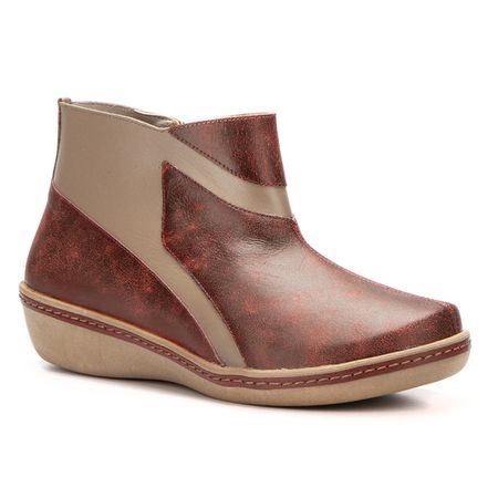 Bota anabela baixa em Couro Bordo J.gean - GF0001/... - J.Gean