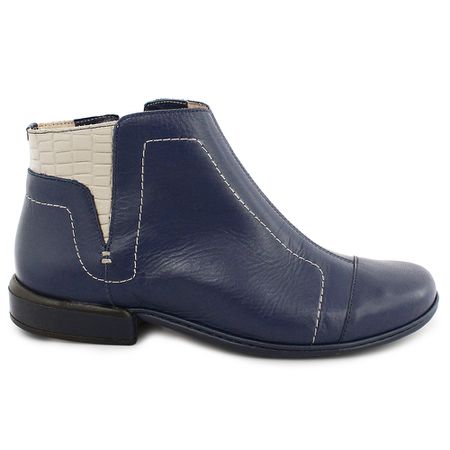 Bota Cano baixo Em Couro Legítimo cor Navy Dual Co... - J.Gean