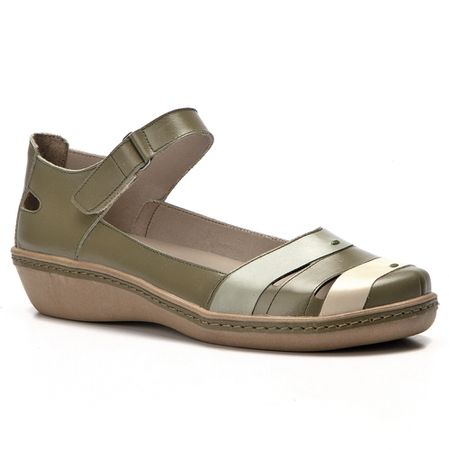 Sapatilha Feminina em Couro Cor Militar J.Gean - ... - J.Gean