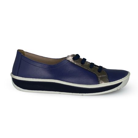 Sapatilha Tênis Feminino em Couro cor Naval J.Gean... - J.Gean