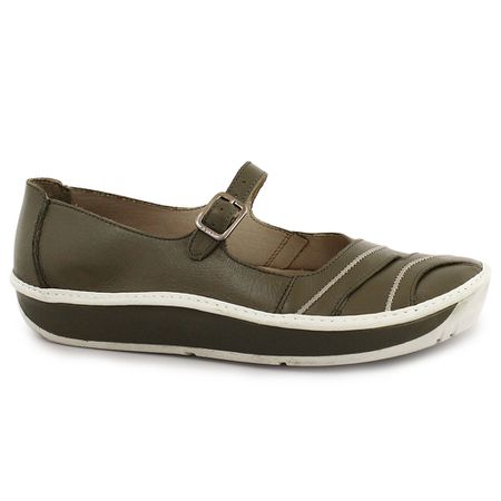 Sapatilha feminina J.Gean Wave em couro cor Olive ... - J.Gean