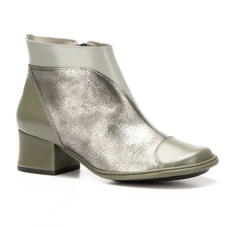 Bota Feminina New Kelly Salto Médio Em Couro Milit... - J.Gean