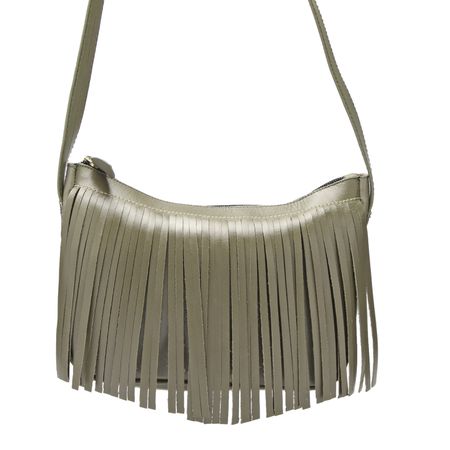Bolsa Feminina com Franjas em Couro Verde Militar ... - J.Gean