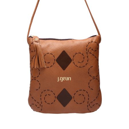 Bolsa artesanal feminina Em Couro Cor Mel .Gean . ... - J.Gean