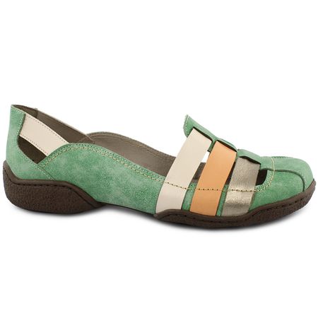 Sapatilha feminina J.Gean Vitore em Couro Cor Herb... - J.Gean