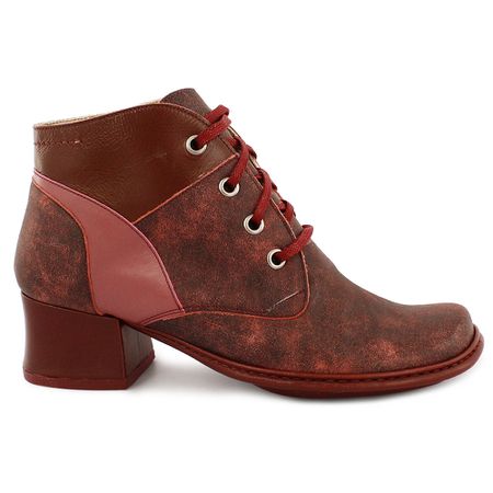 Bota Feminina Cano Curto com Salto Em Couro BORDO ... - J.Gean
