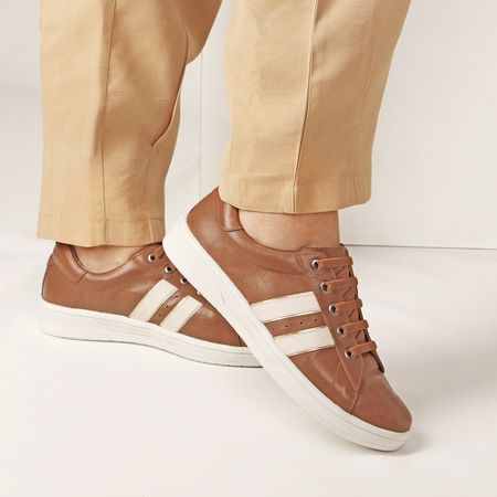 Tênis MADRID Feminino em Couro Legítimo Cor Camel ... - J.Gean
