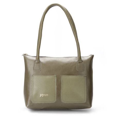 Bolsa de Couro Legítimo cor Olive Tamanho Médio J.... - J.Gean