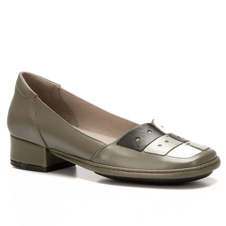 Sapato Boneca Salto Baixo Em Couro Militar - FD001... - J.Gean