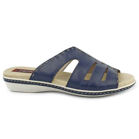 Sandália em couro cor Navy palmilha Couro J.gean c... - J.Gean