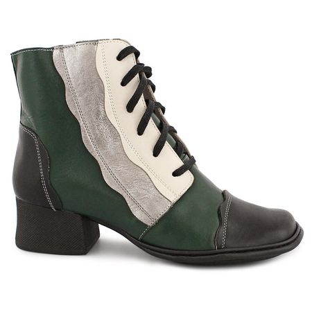 Bota Feminina Cano Curto com Salto Em Couro Preto ... - J.Gean