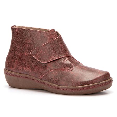 Bota anabela baixa em Couro Bordo J.gean - GF0002... - J.Gean