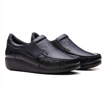 MOCASSIM FLOATER EM COURO FEMININO PRETO - LOJAMIRONNELI