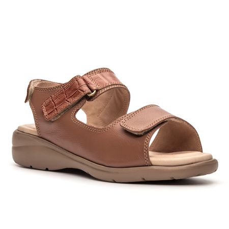 SANDÁLIA EM COURO FEMININA Mousse/Croco Pessego - Loja Mironneli | Especialista em Calçados Confortáveis